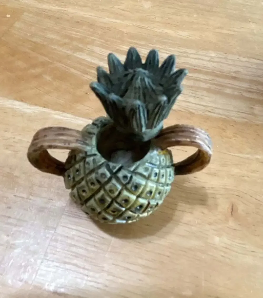Vintage Miniature Resin Fruit Themed Tea Set Including Teapot, Cups, and Plates